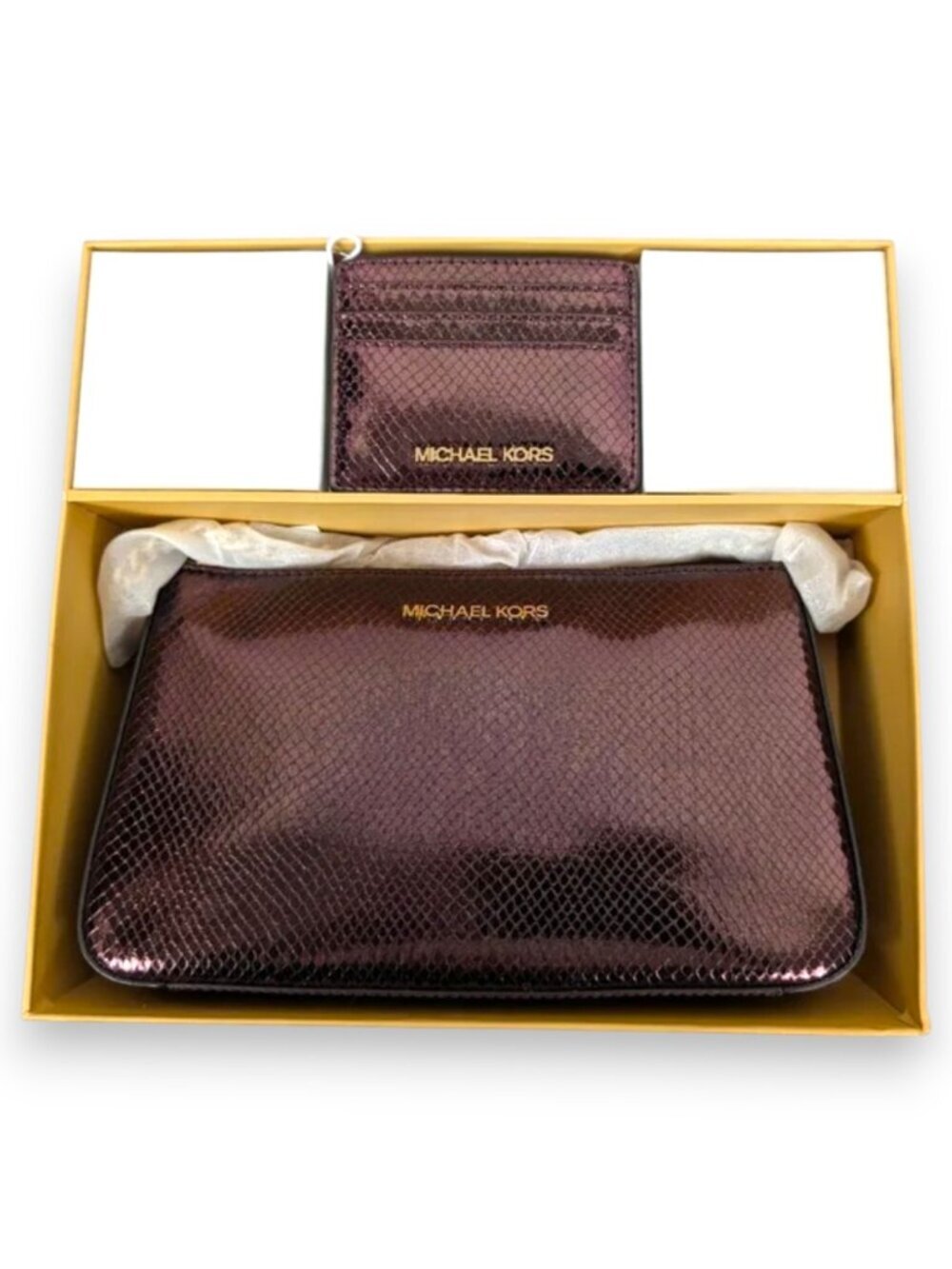 Michael Kors Oxblood Rouge Sombre Crossbody Tote and Wallet Box Set - Picture 1 of 16